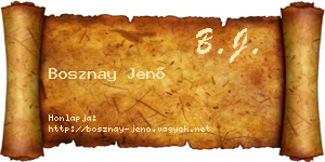 Bosznay Jenő névjegykártya